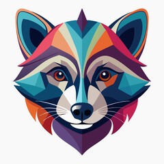 Colorful Raccoon Head Illustration with Detailed Features on a White Background for Banner or Advertisement Design