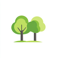 Stylized green trees in a vibrant icon, representing a forest or nature.