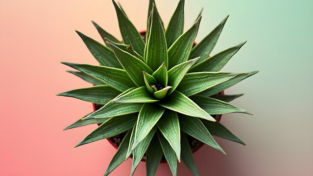 Sansevieria on a vibrant background, photorealistic top view Sansevieria flower