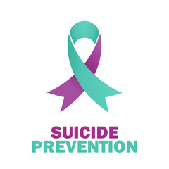Suicide prevention awareness ribbon isolated vector. Teal and purple reminder ribbon for suicide loss prevention campaign.