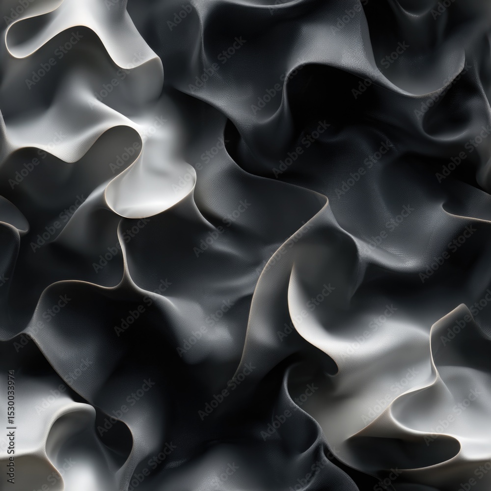 Poster seamless this pattern showcases a blend of black and white textures, featuring fluid, wave-like shap