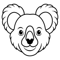 Koala Head Line Art Illustration on White Background for Banner Advertisement or Graphic Design