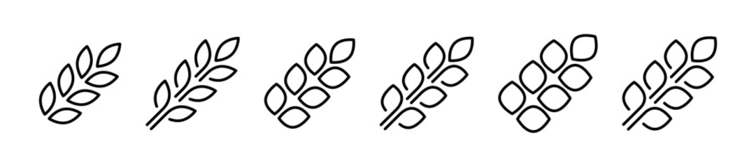 Wheat ear icon. Grain icons. Gluten symbol. Vector