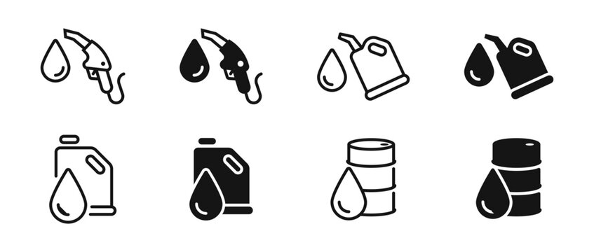 Car fuel vector icon set. Fuel icon set. Fuel canister icon. Gas station icons. EPS 10