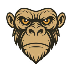 Angry Monkey Head Vector Illustration – Fierce Primate Face for Logos, Mascots, and Streetwear Designs