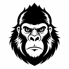 Powerful Gorilla Head Silhouette Design for Banners Advertisements and Creative Projects on White Background