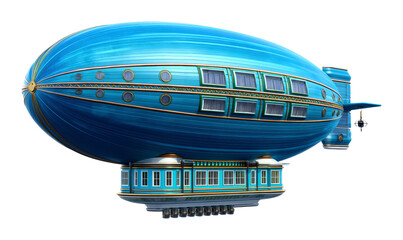 Majestic airship journey fantasy world vibrant atmosphere aerial perspective isolated on transparent background