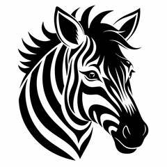 Striking Zebra Head Silhouette Design on a Clean White Background for Creative Projects and Branding