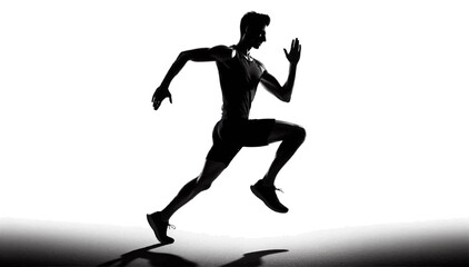 Fototapeta premium The silhouette of a man running fast.