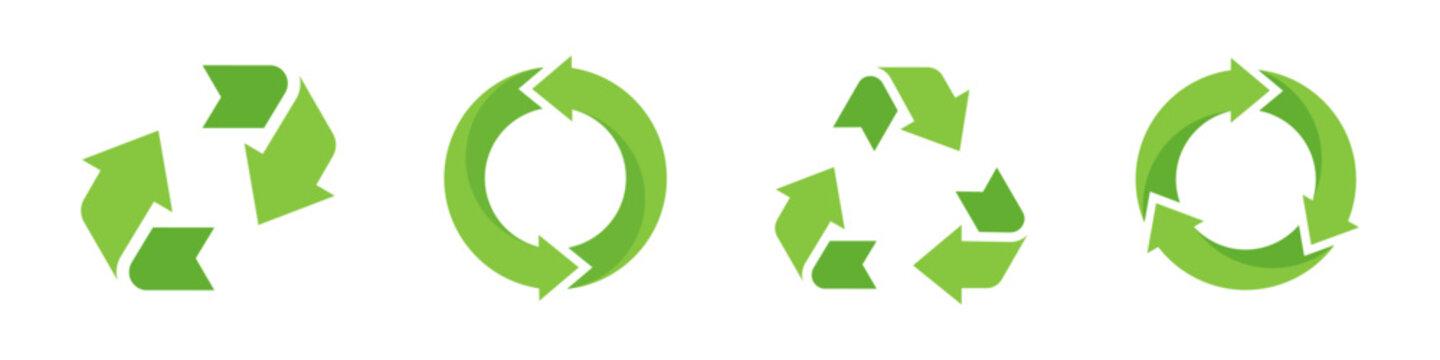 Recycling icons set. Recycling arrows. Rcycle and reuse vector icons. Vector