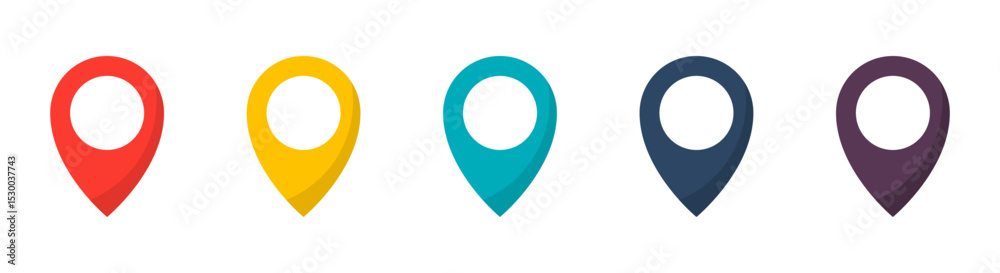 Poster location pin pointers collection. map markers set. vector