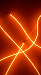 Abstract Orange Neon Light Lines Glowing Background Pattern Design