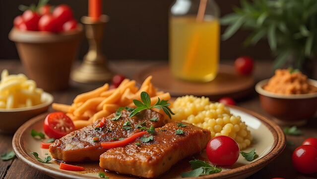 AI generated Ramadan iftar meal ideas advertising food photography