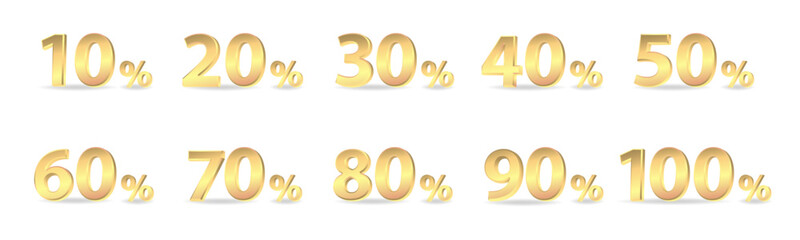 Gold numbers isolated on transparent background. Set of luxury gold number collections. Realistic golden numbers. Vector decorative design elements. EPS 10