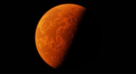 Abstract Orange Planet with Night Sky Backdrop Illustration