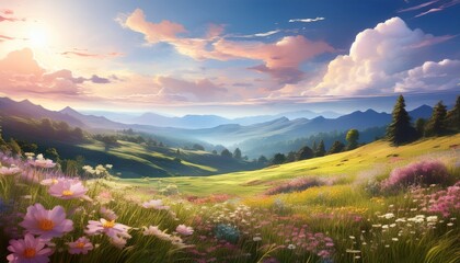 serene hillside meadow a pastel dream of summer