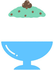 여름 간식 디저트 빙수 민트초코빙수 우유 빙수 일러스트