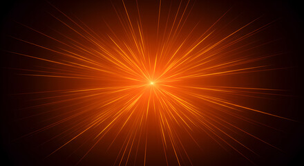 Abstract Orange Light Burst Background with Glowing Star and Rays