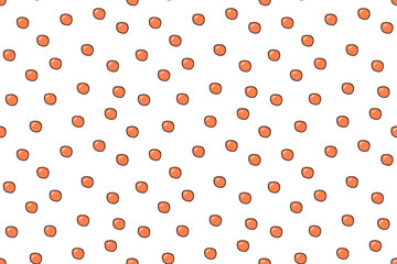 Seamless Red Caviar pattern. Polka Dot print. Hand drawn lineart vector illustration on white. Abstract background with circle. Repeated background for textile, wallpaper, packaging