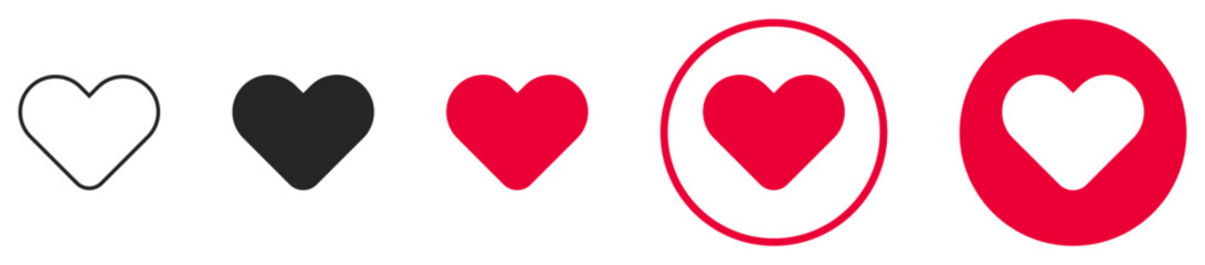 Like icon button. Set of heart icons. representing likes, love, and engagement for social media and digital platforms