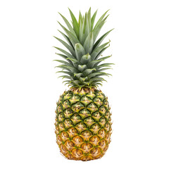 Fototapeta premium Fresh pineapple with green leaves on a white background 