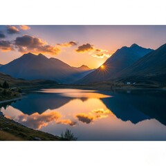 sunset in the mountains