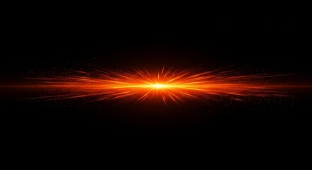 Abstract Orange Spark Light Effect Explosion on Black Background