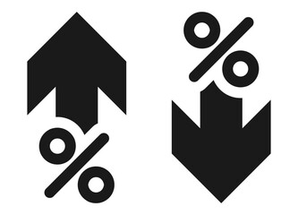 percentage icons, percent arrows icon set . with increase arrow up icon, decrease arrow down icon . profit and lose money vector icons