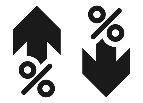 percentage icons, percent arrows icon set . with increase arrow up icon, decrease arrow down icon . profit and lose money vector icons