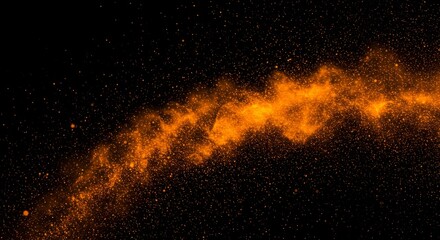 Abstract Orange Sparks Glitter Particle Motion on Black Background