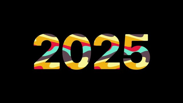 2025 animation video effect on black background