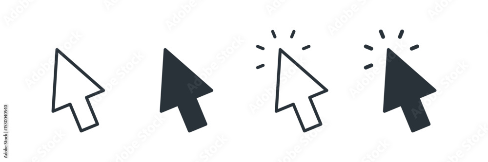 Poster mouse cursor click icon, flat style, computer clicking arrow - Mouse arrow pointer icon symbol