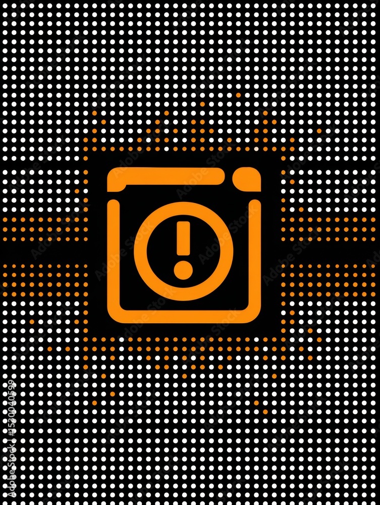 Poster Retro Error Icon Displayed on a Dotted Grid Interface Without Disturbance in the Upper Portion, Creating a Nostalgic Digital Aesthetic