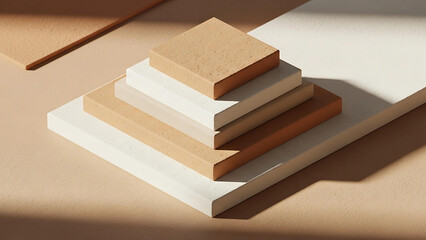 Minimalist Beige and White Geometric Shapes: Abstract Background