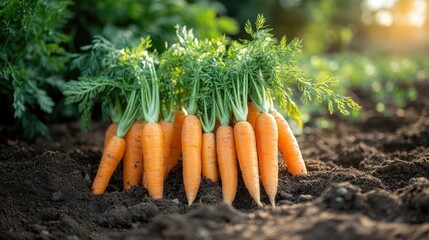 Freshly Harvested Carrots in a Garden