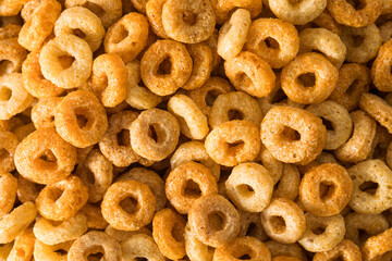 Close-up of crispy cereal rings for breakfast 