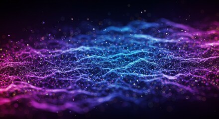 Abstract Particle Wave Background in Blue Purple Glitter Light Sparkle