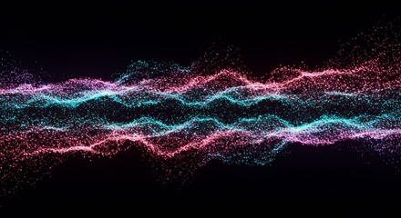 Abstract Particle Wave Background with Blue and Red Motion Lights
