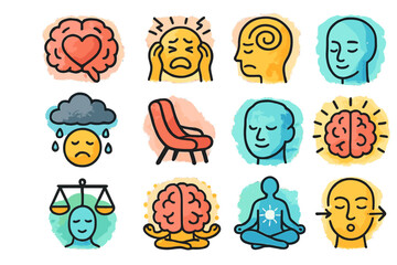 Fototapeta premium Illustrated concepts of mental health and emotional well-being