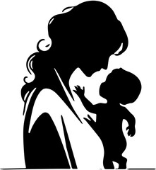 silhouette mother and baby 