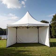 White Canopy Tent for Outdoor Events on Green Grass