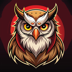 Fototapeta premium Stylized Owl Mascot on Red Circle