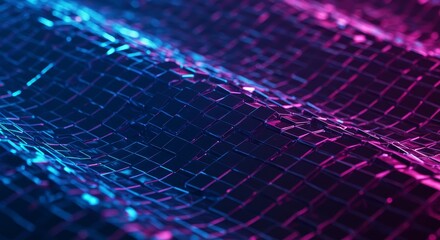 Abstract Pink Blue Grid Wave Futuristic Digital Technology Background