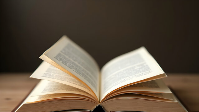 Open Book on Wooden Table