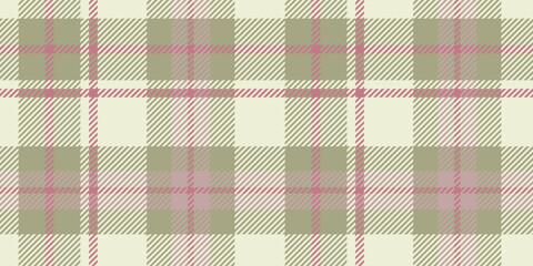 Seamless pattern with classic plaid or tartan design in muted tones of beige, light pink, and olive green. Suitable for textiles and backgrounds.