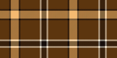 Seamless Brown and Tan Plaid Pattern with Black and Cream Accents in a Classic Checkered Design for Textiles and Rustic Decorative Backgrounds