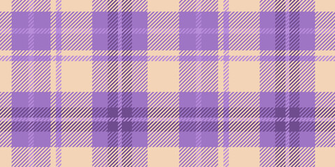 A seamless purple and beige tartan plaid pattern with diagonal lines, suitable for textiles, fashion, and elegant design backgrounds.