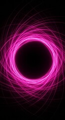 Abstract Pink Circle Glowing Light Design on Black Background