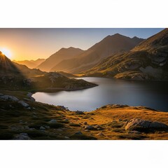 mountain lake in the morning