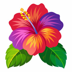 Vibrant Hibiscus Flower Vector Illustration with Colorful Petals and Detailed Design Elements for Creative Projects